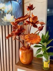 Bình Hoa Sen Gỗ Hương Đỏ 15 Cành (Bình)