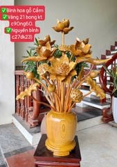 Bình Hoa Sen Gỗ- Hoa Sen Gỗ Cẩm Vàng - 21 Cành