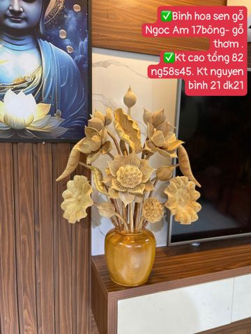 Bình Hoa Sen Gỗ- Hoa Sen Gỗ Ngọc Am - 17 Cành