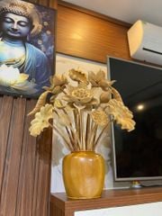 Bình Hoa Sen Gỗ- Hoa Sen Gỗ Ngọc Am - 17 Cành