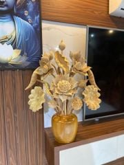 Bình Hoa Sen Gỗ- Hoa Sen Gỗ Ngọc Am - 17 Cành