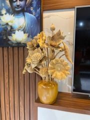 Bình Hoa Sen Gỗ- Hoa Sen Gỗ Ngọc Am - 17 Cành