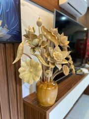 Bình Hoa Sen Gỗ- Hoa Sen Gỗ Ngọc Am - 17 Cành