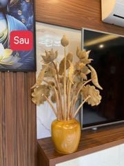 Bình Hoa Sen Gỗ- Hoa Sen Gỗ Ngọc Am - 17 Cành