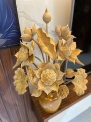 Bình Hoa Sen Gỗ- Hoa Sen Gỗ Ngọc Am - 17 Cành