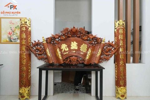 Cuốn Thư Câu Đối- Kích Thước 175( CT175x81-CĐ 175*26)- Gỗ Hương Đá