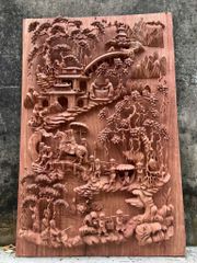 Tranh Gỗ Vinh Quy Bái Tổ Kích Thước 87x127x7 Gỗ Hương Đá