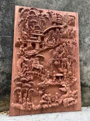 Tranh Gỗ Vinh Quy Bái Tổ Kích Thước 87x127x7 Gỗ Hương Đá