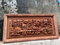 Tranh Gỗ Vinh Quy Bái Tổ Kích Thước 237x127x9 Gỗ Hương Đá