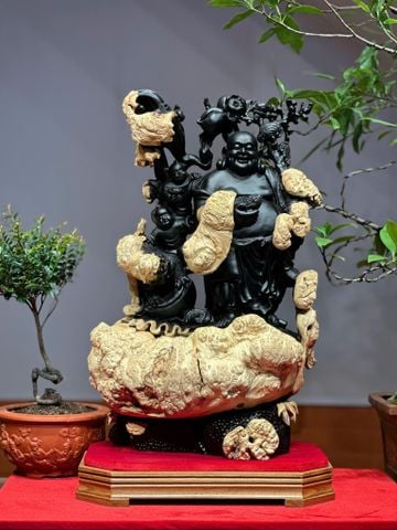 Tượng Phật - Di Lặc Gỗ Mun Nu Đen, Cao 61cm