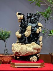 Tượng Phật - Di Lặc Gỗ Mun Nu Đen, Cao 61cm