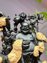 Tượng Phật - Di Lặc Gỗ Mun Nu Đen, Cao 61cm