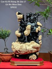 Tượng Phật - Di Lặc Gỗ Mun Nu Đen, Cao 61cm