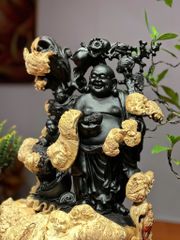 Tượng Phật - Di Lặc Gỗ Mun Nu Đen, Cao 61cm