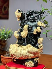 Tượng Phật - Di Lặc Gỗ Mun Nu Đen, Cao 61cm