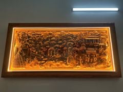 Tranh Gỗ Đồng Quê Kích -Gỗ Hương Đá- Kích Thước 217-107-K9V7