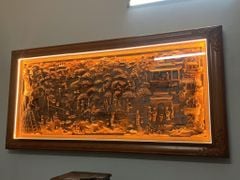 Tranh Gỗ Đồng Quê Kích -Gỗ Hương Đá- Kích Thước 217-107-K9V7