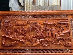 Tranh Gỗ Đồng Quê Kích -Gỗ Hương Đá- Kích Thước 237-127 dày 8cm