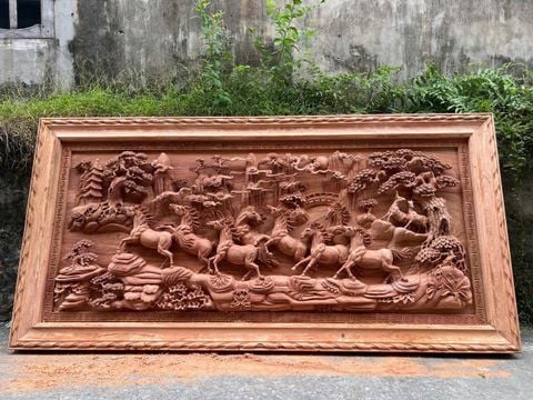 Tranh Gỗ Mã Đáo Thành Công - Gỗ Hương Đá- Kích Thước 217x107x8