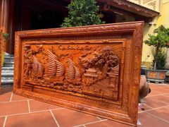 Tranh Gỗ Thuận Buồm Xuôi Gió- Gỗ Hương Đá- Kích Thước 217X107x9