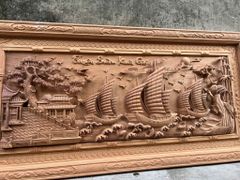 Tranh Gỗ Thuận Buồm Xuôi Gió- Gỗ Hương Đá- Kích Thước 217X107x9
