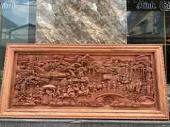 Tranh Gỗ Vinh Quy Bái Tổ Kích Thước 217x107x8 Gỗ Hương Đá