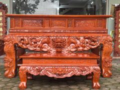 Bàn Thờ - Án Gian Đứng Gỗ Hương Đá - Đục Hổ Phù Kích Thước 197 + Bàn cơm