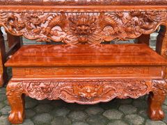 Bàn Thờ - Án Gian Đứng Gỗ Hương Đá - Đục Hổ Phù Kích Thước 197 + Bàn cơm