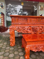 Bàn Thờ - Án Gian Đứng Gỗ Hương Đá - Đục Hổ Phù Kích Thước 197 + Bàn cơm