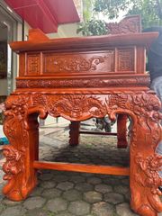 Bàn Thờ - Án Gian Đứng Gỗ Hương Đá - Đục Hổ Phù Kích Thước 197 + Bàn cơm