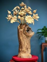 Bình Hoa Sen Gỗ - Gỗ Ngọc Am  - Sen Lũa Mẫu 1