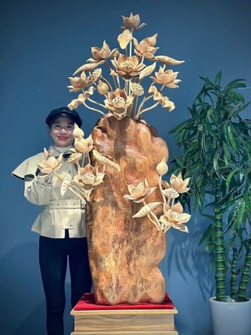 Bình Hoa Sen Gỗ - Gỗ Ngọc Am  - Sen Lũa Mẫu 2