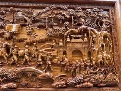 Tranh Gỗ Vinh Quy Bái Tổ Kích Thước 217x107x7Cm - Gỗ Hương Đá