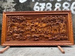 Tranh Gỗ Vinh Quy Bái Tổ Kích Thước 217x107x7Cm - Gỗ Hương Đá