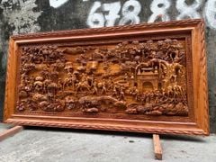 Tranh Gỗ Vinh Quy Bái Tổ Kích Thước 217x107x7Cm - Gỗ Hương Đá