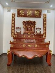 Bàn Thờ Tam Cấp - Gỗ Hương Đá - Kích Thước 217x147x157 , Dạ tiền nguyên khối