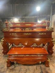 Bàn Thờ Tam Cấp - Gỗ Hương Đá - Kích Thước 217x147x157 , Dạ tiền nguyên khối