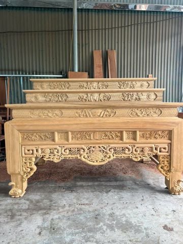 Bàn Thờ Tam Cấp - Gỗ Gõ Đỏ - Kích Thước 217x147x157