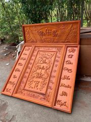 Bộ Tranh Cửu Huyền Thất Tổ Gỗ Hương Đỏ - Kích Thước 139x175