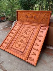 Bộ Tranh Cửu Huyền Thất Tổ Gỗ Hương Đỏ - Kích Thước 139x175