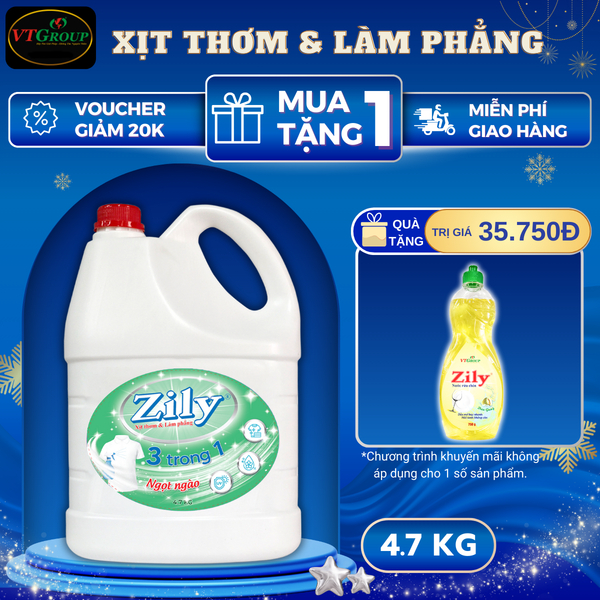 Xit thom va lam phang quan ao Zily chai 4.7kg huong ngot ngao