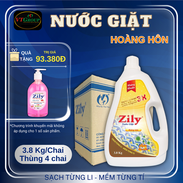 Nuoc giat Zily chai 3.8kg thung 4 chai