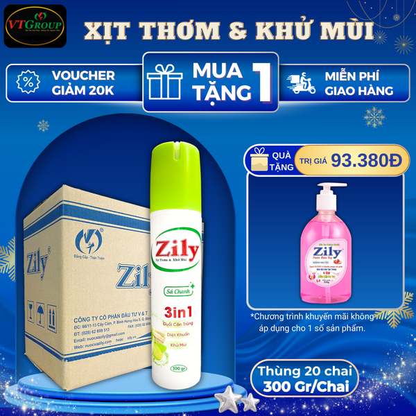 Xit thom và khu mui Zily chai 300g thung 20 chai