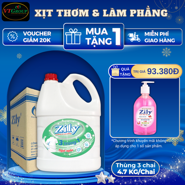 Xit thom va lam phang quan ao Zily chai 4.7kg thung 3 chai
