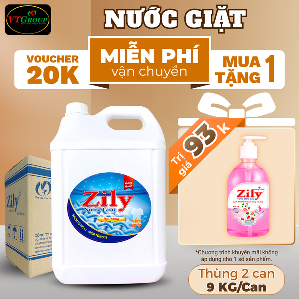 Nuoc giat Zily can 9kg thung 2 can