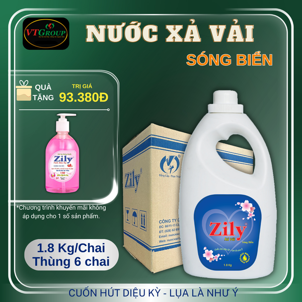 Nuoc xa vai Zily chai 1.8kg thung 6 chai