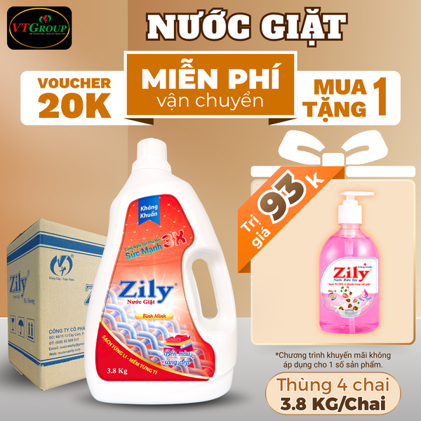 Nuoc giat Zily chai 3.8kg thung 4 chai