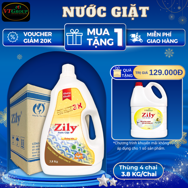Nuoc giat Zily chai 3.8kg thung 4 chai