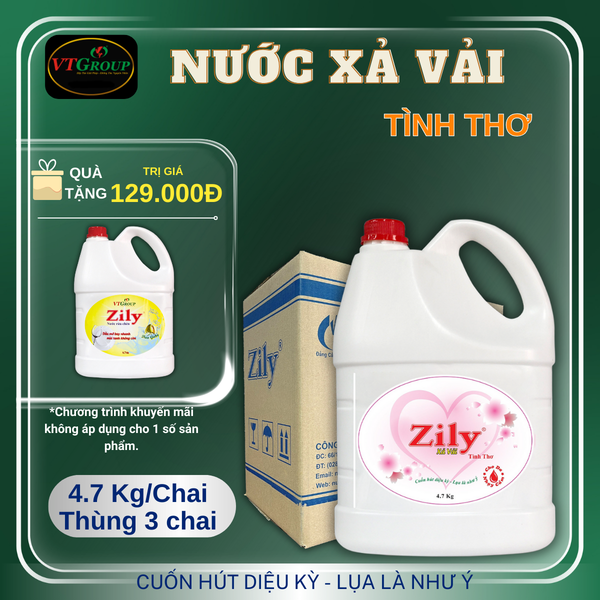 Nuoc xa vai Zily chai 4.7kg thung 3 chai