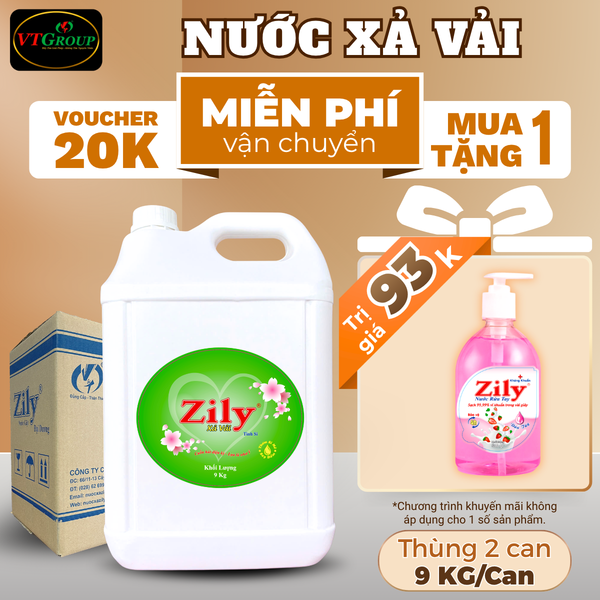 Nuoc xa vai Zily can 9kg thung 2 can